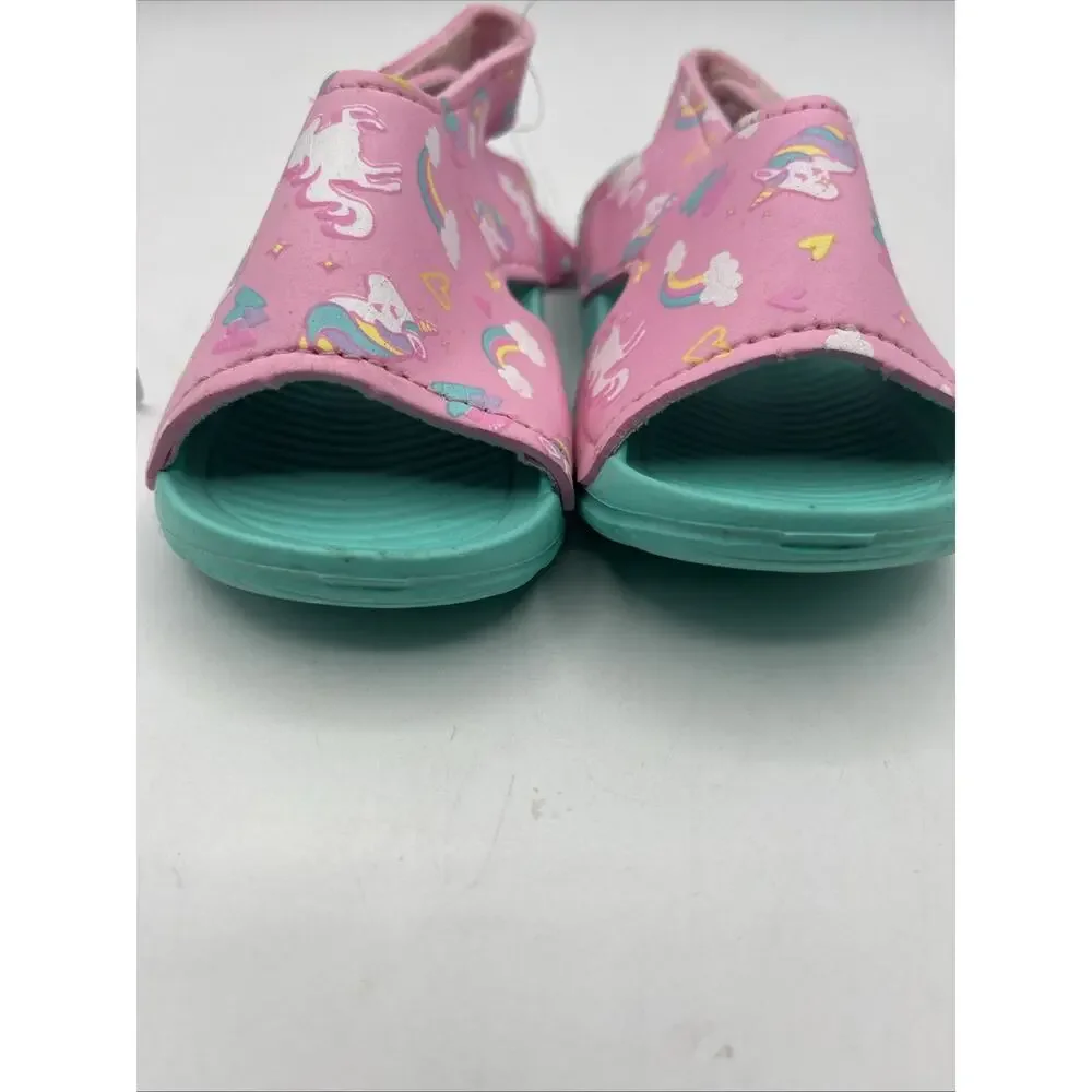 Zoogs Toddler Girls Water Sandals Size 6 Pink Teal Unicorn Beach Pool Summer NWT